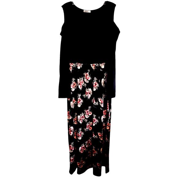 Styleword 2X Black Open Shoulders Women's Long Sleeve Dress Plus 18W 20W XXL 2XL - Picture 2 of 6